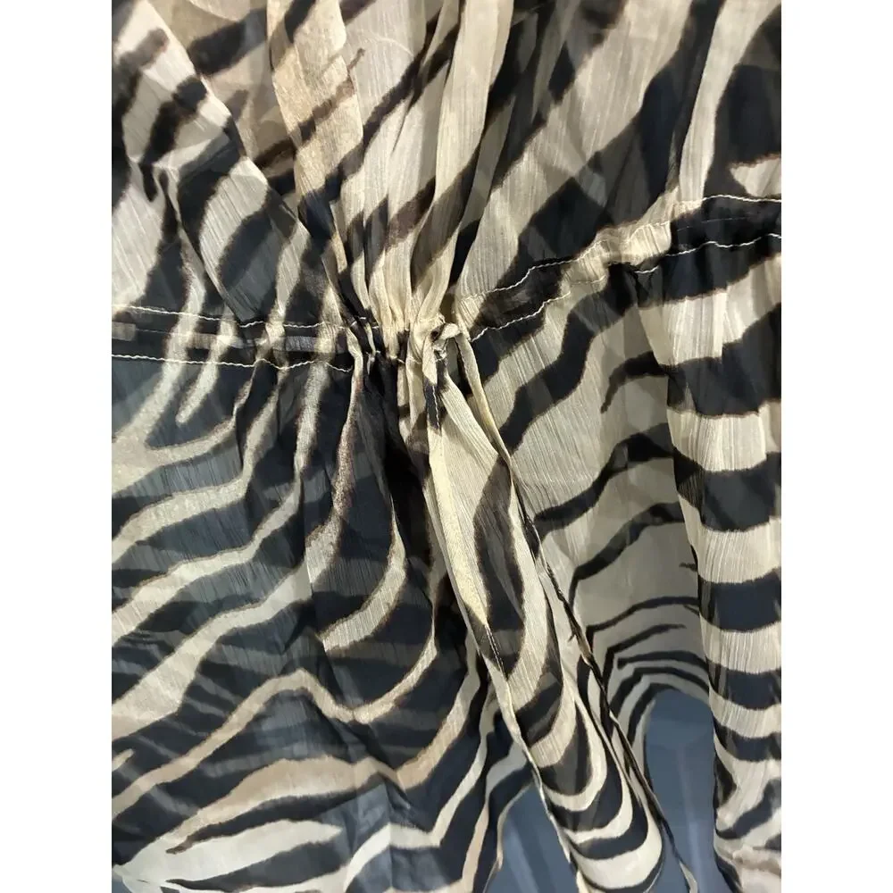 RALPH LAUREN Swim Coverup Plus Size 2X Lightweight Zebra Print Brown MSRP $120